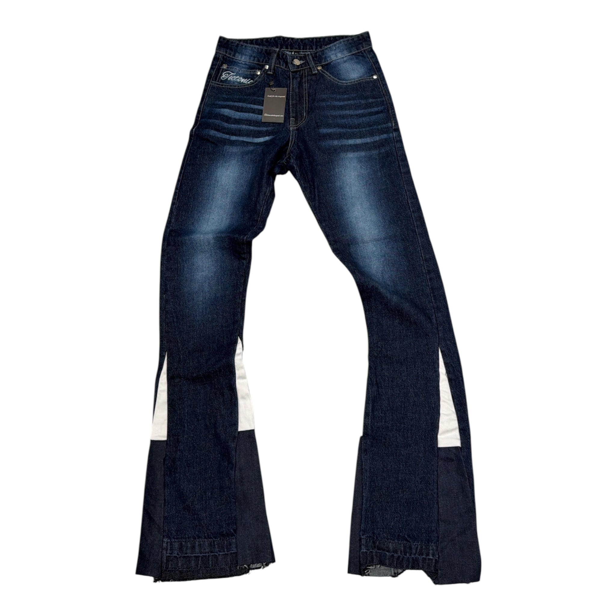 SIGNATURE FLARED JEANS-NAVY